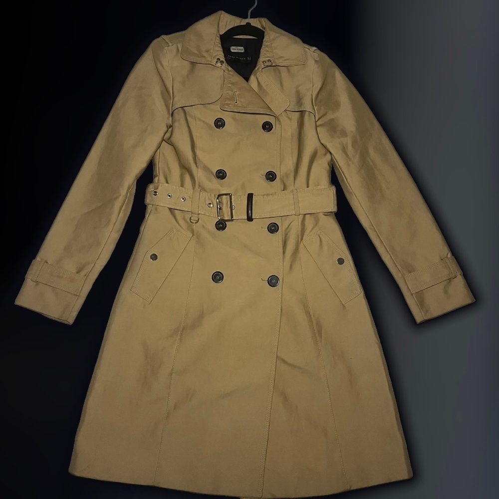 Zara Trench Coat, Beige, Camel, Tan - Size Small